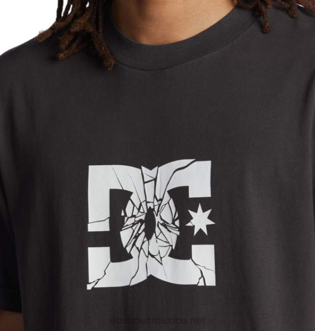 DC Shoes camiseta de hombre destrozada VGJFD4113 lavado enzimático negro