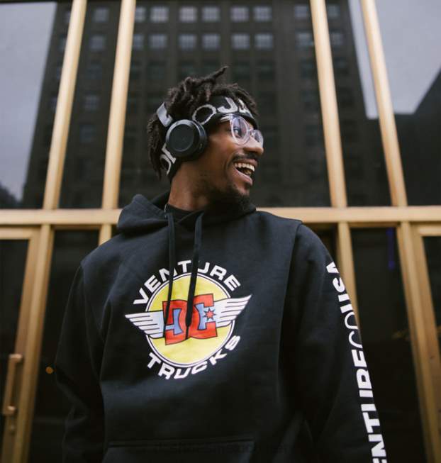 DC Shoes sudadera con capucha venture x dc co usa para hombre VGJFD4413 negro