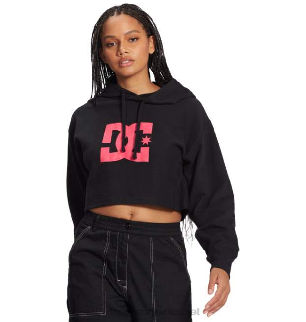 DC Shoes sudadera con capucha corta dc para mujer 2 VGJFD4504 negro/fucsia