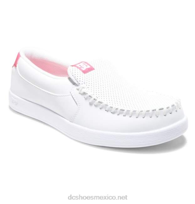 DC Shoes zapatos sin cordones de villano para mujer VGJFD4436 blanco/rosa
