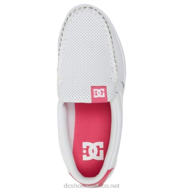 DC Shoes zapatos sin cordones de villano para mujer VGJFD4436 blanco/rosa