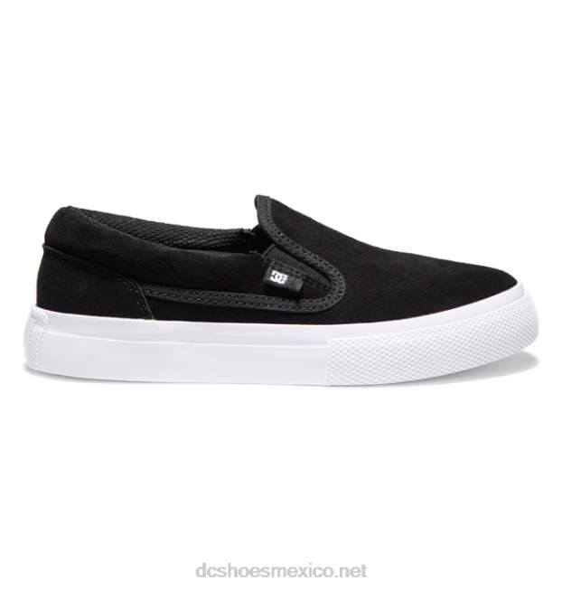 DC Shoes zapatos de gamuza sin cordones para niños manuales VGJFD4509 blanco negro