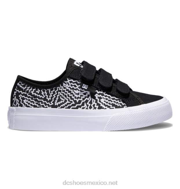 DC Shoes zapatos v manual para niños VGJFD4534 impresión en blanco y negro