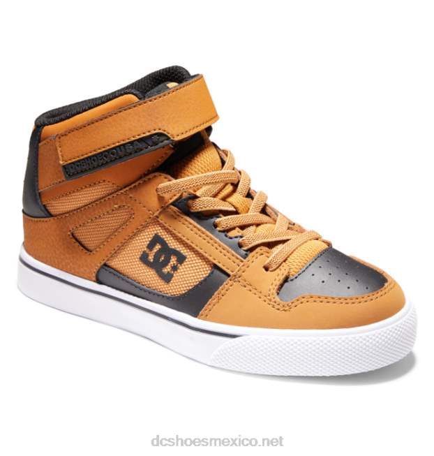 DC Shoes zapatos de caña alta con cordones elásticos puros para niños VGJFD4522 trigo/negro