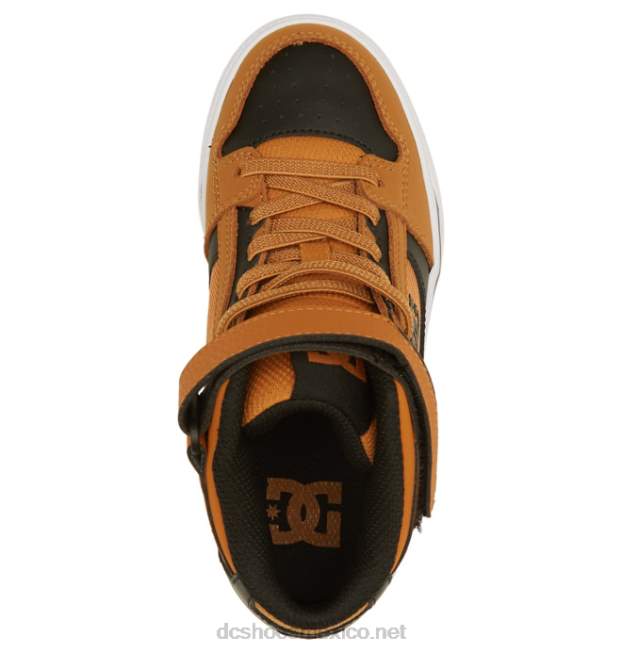 DC Shoes zapatos de caña alta con cordones elásticos puros para niños VGJFD4522 trigo/negro
