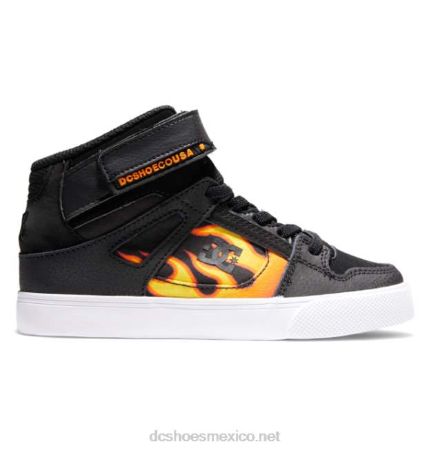 DC Shoes zapatos de caña alta con cordones elásticos puros para niños VGJFD4523 negro/llamas