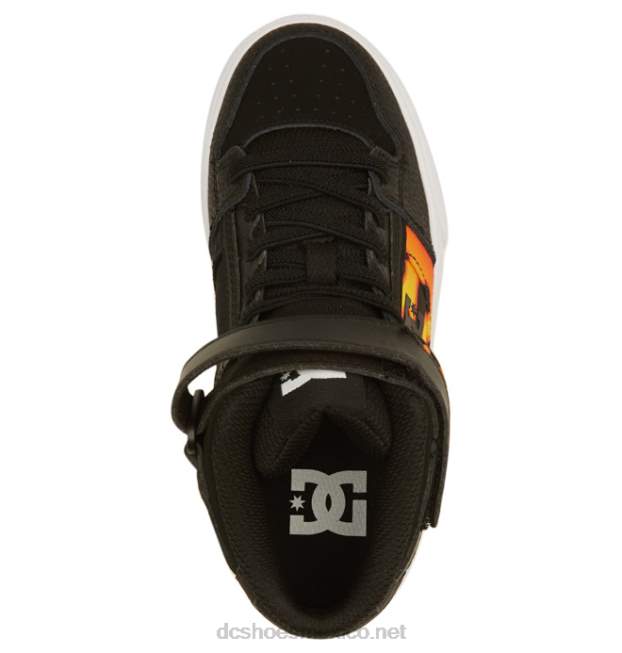DC Shoes zapatos de caña alta con cordones elásticos puros para niños VGJFD4523 negro/llamas