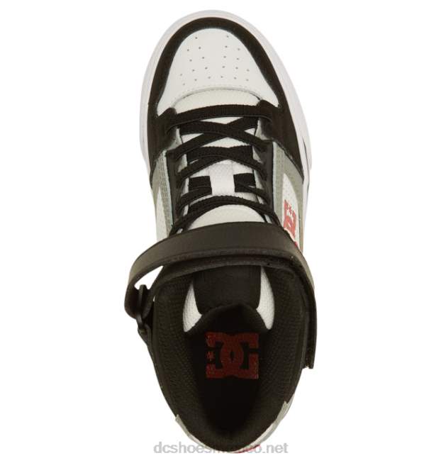 DC Shoes zapatos de caña alta con cordones elásticos puros para niños VGJFD4524 blanco/negro/rojo