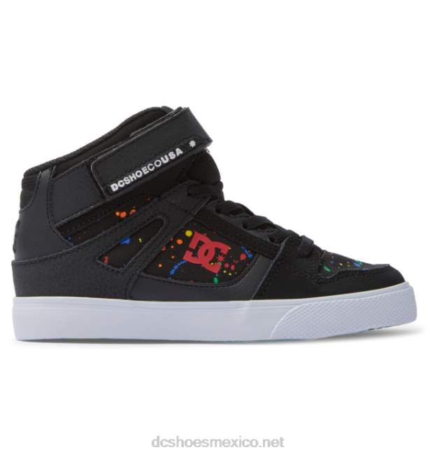 DC Shoes zapatos de caña alta con cordones elásticos puros para niños VGJFD4526 negro/salpicadura