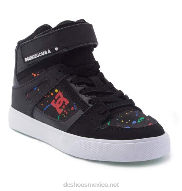 DC Shoes zapatos de caña alta con cordones elásticos puros para niños VGJFD4526 negro/salpicadura