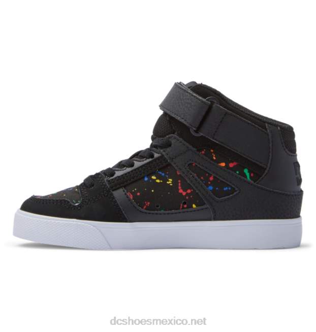 DC Shoes zapatos de caña alta con cordones elásticos puros para niños VGJFD4526 negro/salpicadura