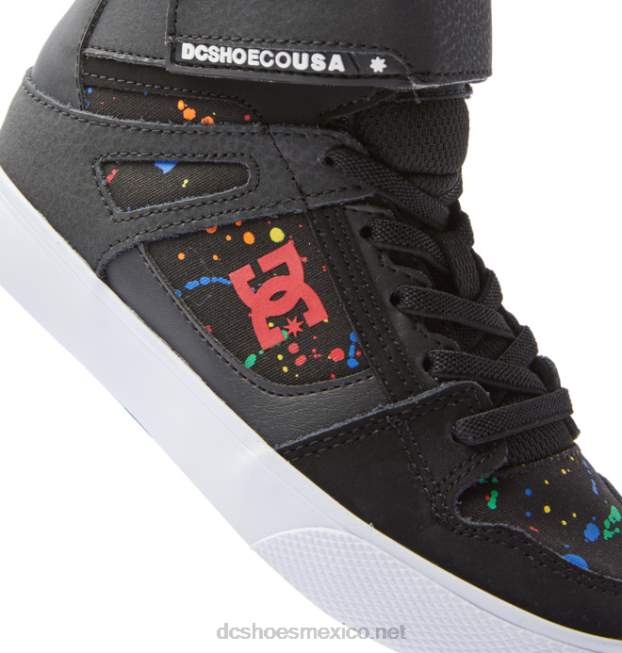 DC Shoes zapatos de caña alta con cordones elásticos puros para niños VGJFD4526 negro/salpicadura