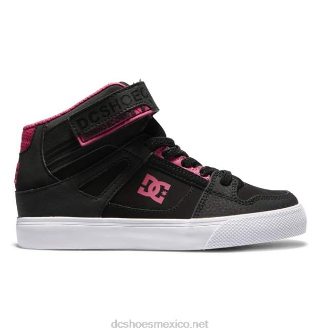 DC Shoes zapatos de caña alta con cordones elásticos puros para niños VGJFD4529 negro/rosa