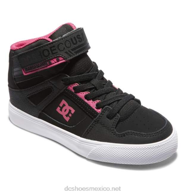 DC Shoes zapatos de caña alta con cordones elásticos puros para niños VGJFD4529 negro/rosa