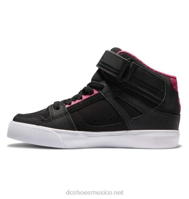 DC Shoes zapatos de caña alta con cordones elásticos puros para niños VGJFD4529 negro/rosa