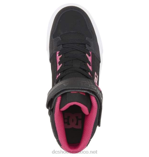 DC Shoes zapatos de caña alta con cordones elásticos puros para niños VGJFD4529 negro/rosa