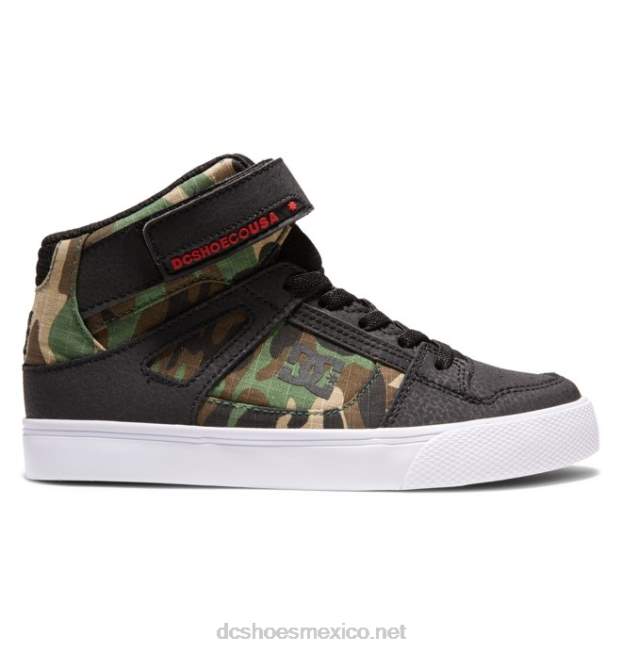 DC Shoes zapatos de caña alta con cordones elásticos puros para niños VGJFD4542 camuflaje negro