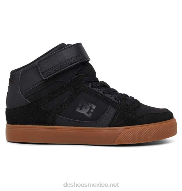 DC Shoes zapatos de caña alta con cordones elásticos puros para niños VGJFD4546 negro/goma