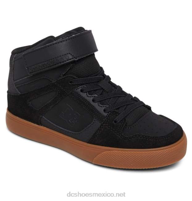 DC Shoes zapatos de caña alta con cordones elásticos puros para niños VGJFD4546 negro/goma
