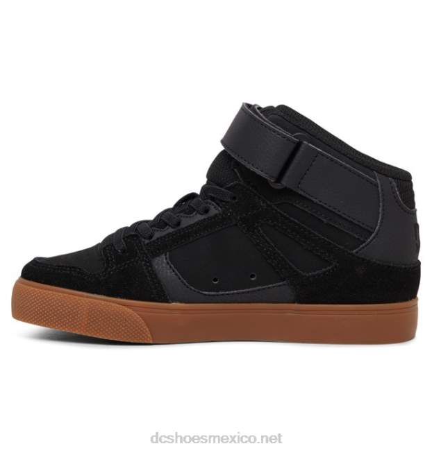 DC Shoes zapatos de caña alta con cordones elásticos puros para niños VGJFD4546 negro/goma