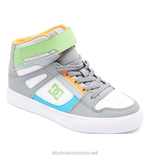 DC Shoes zapatos de caña alta con cordones elásticos puros para niños VGJFD4567 gris blanco