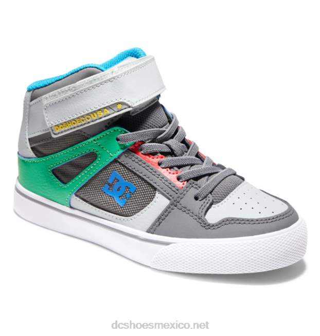 DC Shoes zapatos de caña alta con cordones elásticos puros para niños VGJFD4569 Verde gris