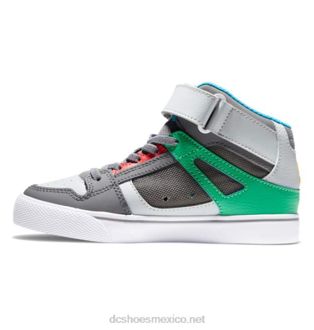 DC Shoes zapatos de caña alta con cordones elásticos puros para niños VGJFD4569 Verde gris